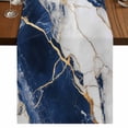 thumbnail image 1 of Marble Navy Blue Table Runner 120 Inches Long,Abstract Gold White Brick Stone Motif Cotton Linen Table Runners Dresser Scarves,Decorative Tabletop Scarf Furniture Cover for Home Dinner Party 13"x120", 1 of 8