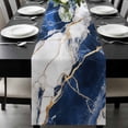 thumbnail image 1 of Marble Navy Blue Table Runner 48 Inches Long, Abstract Gold White Brick Stone Motif Kitchen Coffee Dining Table Decoration for Home Party Birthday Wedding Home Decor 13x48 Inches, 1 of 8