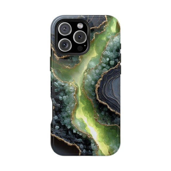 Marble Neon Green Geode Crystal Texture iPhone Case 17 16 15 14 13 12 11 Pro Max