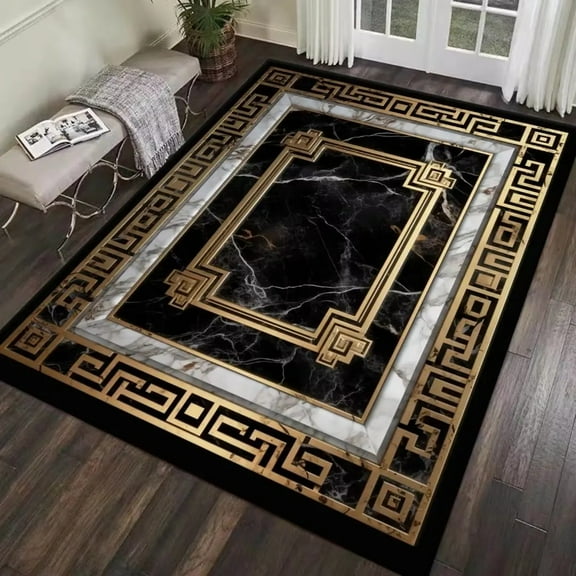 Marble Nordic Style Carpets for Living Room Decoration Home Large Area Rugs for Bedroom Antiskid Ins Gold Soft Foot Mat