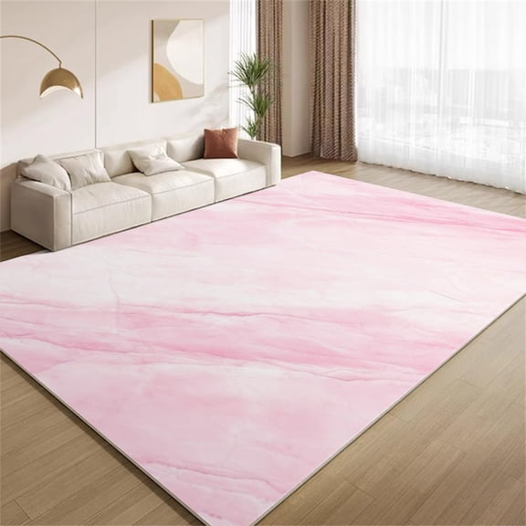 Marble Ombre Area Rugs, Pink White Texture Carpet, Washable Non Slip Low Pile Soft Rug for Living Room Bedroom Decor Mat 3ftx5ft