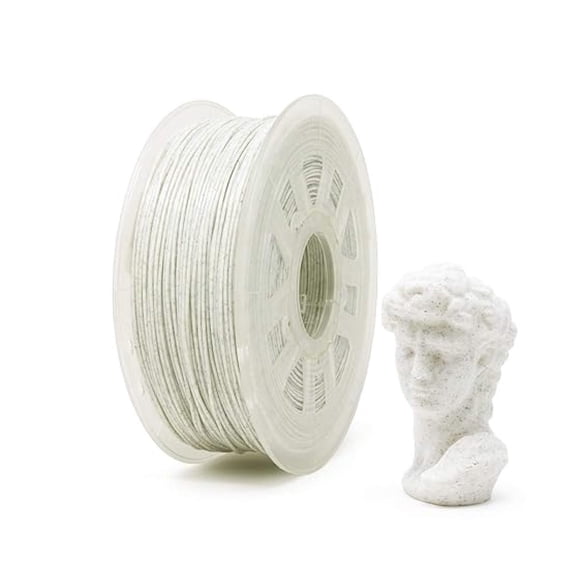 Marble PLA 3D Printer Filament 1.75mm 1kg White - Low Warp, Odorless, Strong Rigid PLA for Realistic Prints
