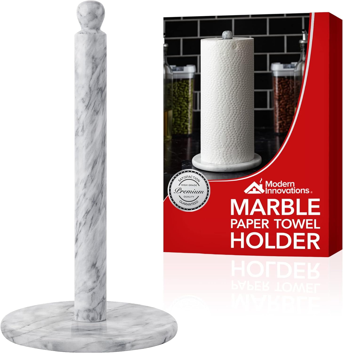 Marble Paper Towel Holder Countertop Stand In White, For Kitchen And