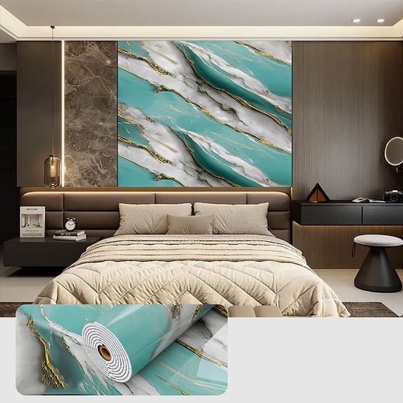 Marble Paper Wallpaper Peel and Stick Wallpaper Self Adhesive Removable Wallpapers 15.7″ ×118″ Waterproof Countertop Paper for Cabinet Countertop Furniture Kitchen Viny Film