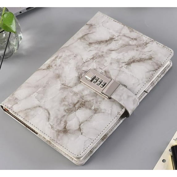 Marble Password Notepad Notes Journal Diary Note Book With Code Lock