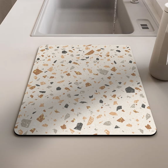 Marble Pastel Faucet Suction Pad - Absorbent Drying Mat, Counter Protector, Decorate Sink Countertops and Coffee Bar