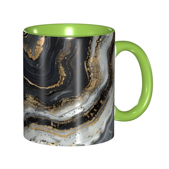 Marble Pattern Black Gold Coffee Mug Fun Custom Ceramic Mugs 11oz Green