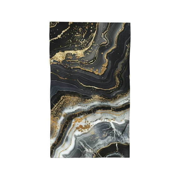 Marble Pattern Black Gold Face Wash Cloth 27.5×16in Hand Towels Bathroom Soft Absorbent Kitchen Towel Spring Decorative Dish Hotel Gym Spa