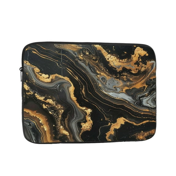 Marble Pattern Black Gold Laptop Sleeve Bag Compatible With MacBook Air / Pro iPad MateBook Tablet Surface HP Lenovo Dell ASUS Acer Laptop Computer Protective Size: 12 inch