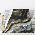 thumbnail image 1 of Marble Pattern Black Gold Lightweight Plush Fuzzy Cozy Soft Blankets 60"X50", 1 of 5