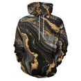 thumbnail image 1 of Marble Pattern Black Gold Regular Fit Hoodie, Sporty Pullover Hooded Sweatshirt for Men Women L, 1 of 6