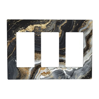 Metal Light Switch Cover - Blue Marble Tile Pattern, Stainless Steel Wall Plate