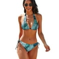 thumbnail image 1 of Marble Pattern Blue Gold 2 Piece Set Swimwear Adjustable Bikini Summer Party Beach Triangle Bathing Suit Tie String Thong, 1 of 5