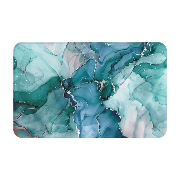 Marble Pattern Blue Gold Rugs Washable Cover Floor Rug Carpets Bathroom Decorations for Kitchen Bedroom Indoor