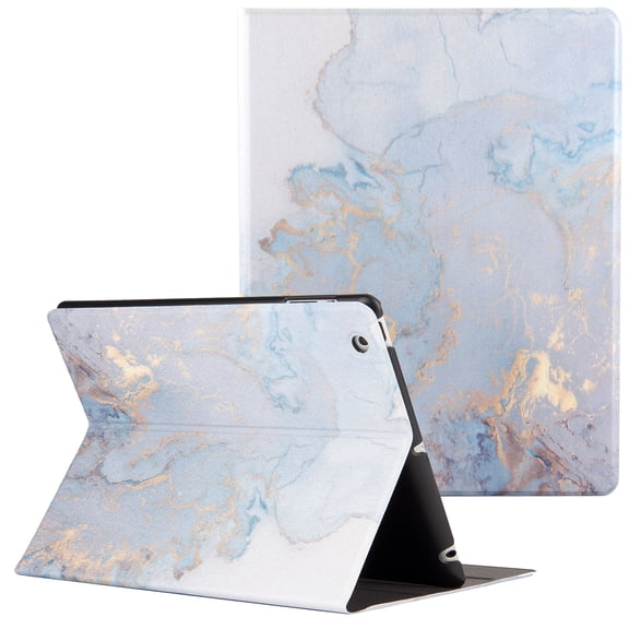Marble Pattern Case for Apple iPad 4 & iPad 3 & iPad 2 (9.7 Inch) Tablet - TECH CIRCLE Slim Thin Lightweight Case with (Adjustable Stand) Protective Flip Folio Cute Cover (Gold Blue Marble)