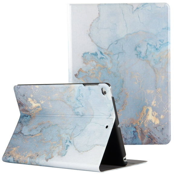 Marble Pattern Case for Apple iPad 6th/5th Gen (9.7") & iPad Air 2/1 (9.7 Inch) Tablet - TECH CIRCLE Slim Thin Lightweight Case with (Adjustable Stand) Protective Flip Cover (Gold Blue Marble)