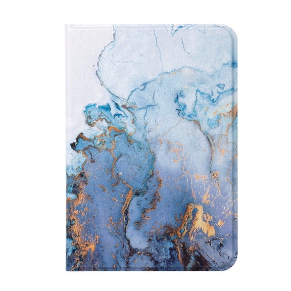 Marble Pattern Case for Apple iPad Mini (2021) (6th Generation) (8.3 Inch) Tablet - TECH CIRCLE Slim Thin Lightweight Case with (Adjustable Stand) Protective Flip Folio Cute Cover (Gold Blue Marble)