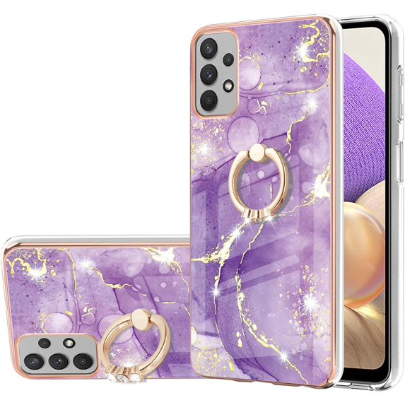 Marble Pattern Case for Samsung Galaxy A33 5G (Not 4G), Built-in 360 Rotatable with Ring Holder Kickstand Slim Shockproof Bumper Phone Case Cover for Samsung Galaxy A33 5G DLS Golden Purple