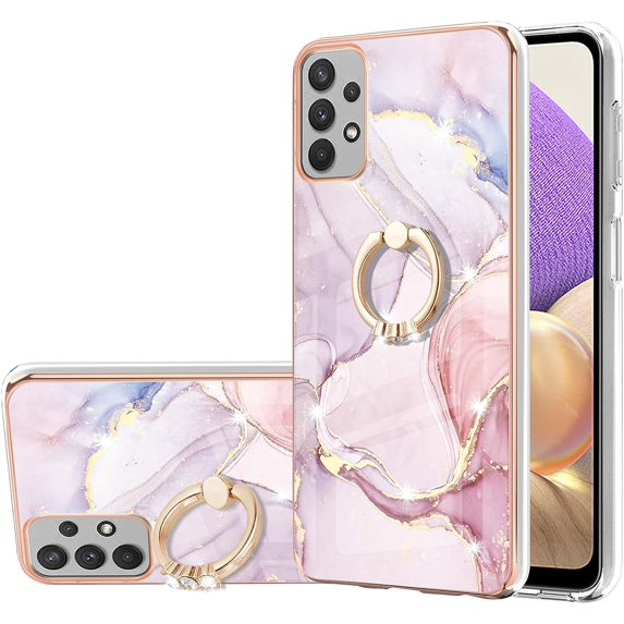 Marble Pattern Case for Samsung Galaxy A33 5G (Not 4G), Built-in 360 Rotatable with Ring Holder Kickstand Slim Shockproof Bumper Phone Case Cover for Samsung Galaxy A33 5G DLS Rose Gold