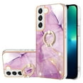 thumbnail image 1 of Marble Pattern Case for Samsung Galaxy S23 Plus, Diamond Rotated Ring Holder Kickstand Slim Fit Cover with Electroplated Frame All-Inclusive Lens Protection Anti-Shock Case, Lightpurple, 1 of 4