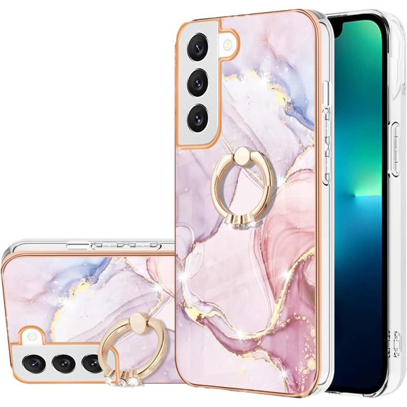 Marble Pattern Case for Samsung Galaxy S23 Plus (Not N23) with Ring Holder Kickstand, Plus Slim PC Material Shockproof Girls Women Case Cover for Samsung Galaxy S23 Plus DLS Rose Gold