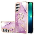thumbnail image 1 of Marble Pattern Case for Samsung Galaxy S23 Ultra, Diamond Rotated Ring Holder Kickstand Slim Fit Cover with Electroplated Frame All-Inclusive Lens Protection Anti-Shock Case, Lightpurple, 1 of 4