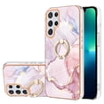 thumbnail image 1 of Marble Pattern Case for Samsung Galaxy S23 Ultra, Diamond Rotated Ring Holder Kickstand Slim Fit Cover with Electroplated Frame All-Inclusive Lens Protection Anti-Shock Case, Rosegold, 1 of 4