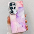 thumbnail image 1 of Marble Pattern Case for Samsung Galaxy S25 Ultra Sparkle Glitter Plating Camera Frame Design, Ultra Slim Shockproof Protective TPU Lightweight Cover Phone Case for Samsung Galaxy S25 Ultra, D, 1 of 9