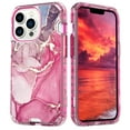 thumbnail image 1 of Marble Pattern Case for iPhone 12 Pro Max,Cute Heavy Duty 3 in 1 Full Body Shockproof Hard PC+Soft Silicone TPU Bumper Drop Protective Stylish Women Girls Phone Case Cover,Pink Marble, 1 of 7