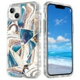thumbnail image 1 of Marble Pattern Case for iPhone 14,Cute Heavy Duty 3 in 1 Full Body Shockproof Hard PC+Soft Silicone TPU Bumper Drop Protective Stylish Women Girls Phone Case Cover,Grid Blue Marble, 1 of 6