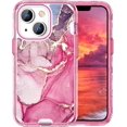 thumbnail image 1 of Marble Pattern Case for iPhone 15 Plus, Cute Heavy Duty 3 in 1 Full Body Shockproof Hard PC+Soft Silicone Bumper Drop Protective Women Girls Phone Case for iPhone 15 Plus 6.7 Inch (Hot Pink), 1 of 4