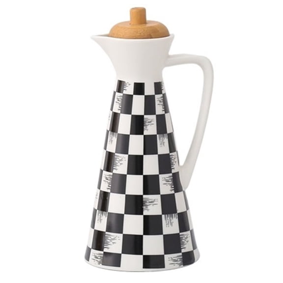 Marble Pattern Ceramic Oil Dispenser Bottle with Cork for Kitchen Cooking