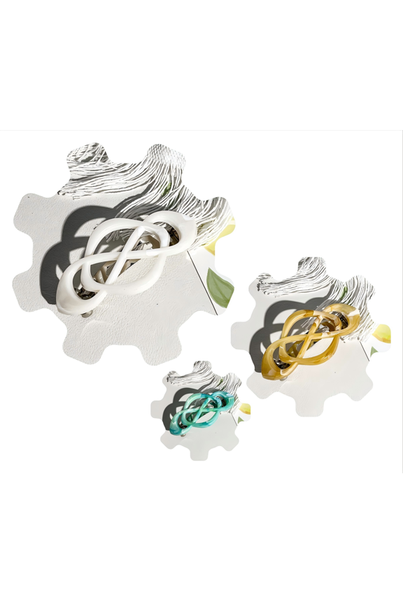 Marble Pattern Chinese Knot Cross Hair Clips Fashion Elegant Half Ponytail Barrettes for Wome 6pcs