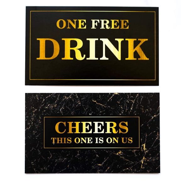 Marble Pattern Drink Tickets 100 Pack Black Gold Party Event Bar Cards