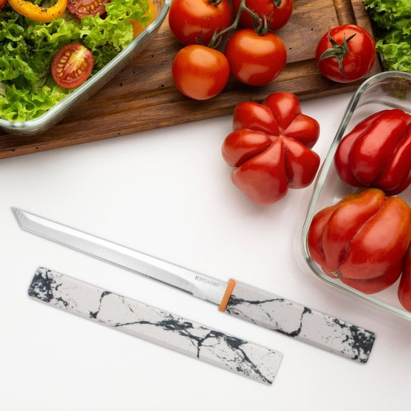 Marble Pattern Japanese-Style Fruit Knife, 20in Portable Paring Knife with Sheath, Stainless Steel Blade for Cutting Fruits & Vegetables