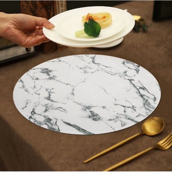 Marble Pattern Leather Design Table Mat - Waterproof Non-Slip Heat Insulation for Western Food - Nordic Style