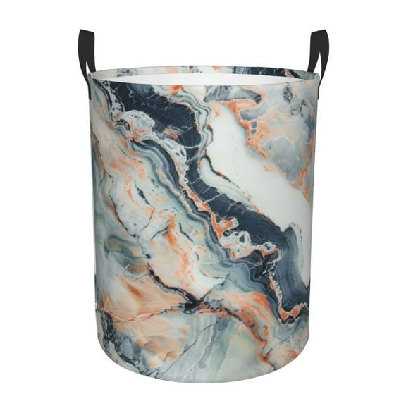 Marble Pattern Light Gold Laundry Hamper Medium Storage Basket/Toy Organizer/Dirty Clothes Bucket