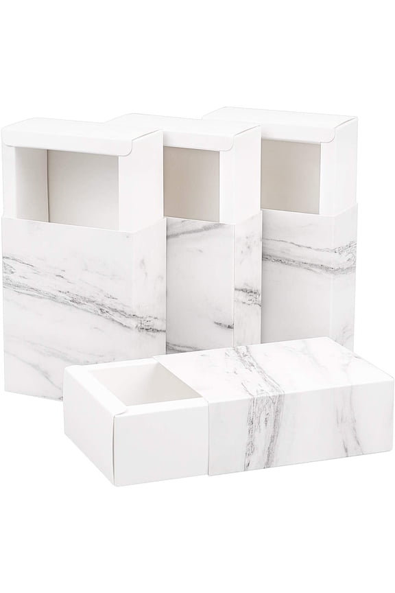 Marble Pattern Paper Drawer Boxes Gift Wrapping Boxes for Jewelry Wedding Party Favors Rectangle White Box: 10.7x8.7x4.15cm
