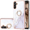 thumbnail image 1 of Marble Pattern for Samsung Galaxy A34 5G Case with Ring Holder Kickstand, Ultra Slim PC Material Shockproof Protective Girls Women Case Cover for Samsung Galaxy A34 5G DLS Pearl White, 1 of 9