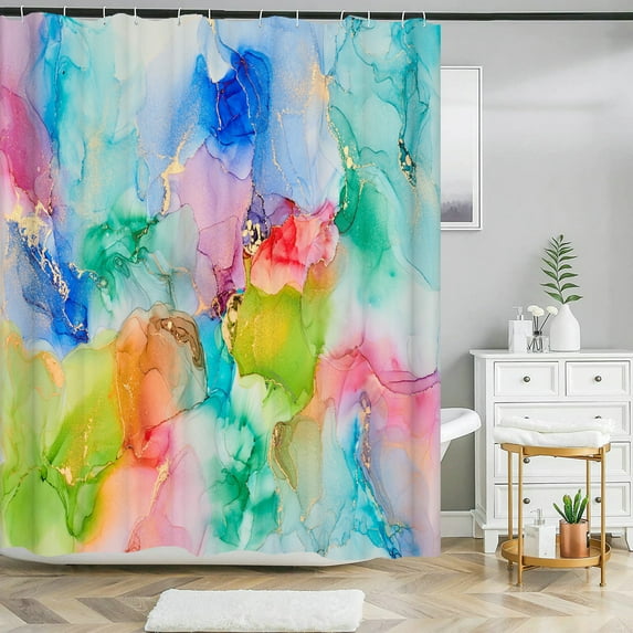Marble Pattern Shower Curtain Waterproof Fabric Abstraction Printing Creative Ba