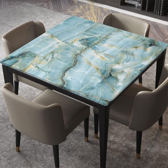 Marble Patterned Texture Background Square Fitted Tablecloth, Elastic Edge, Waterproof Elastic Table Cover, Table Cloth for Home Outdoors Decorate for 36"x36" Table