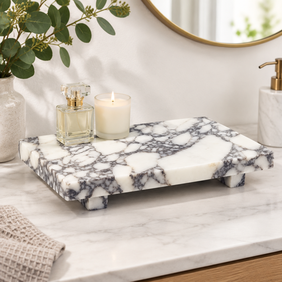 Marble Pedestal Tray For Perfume & Vanity Organizers