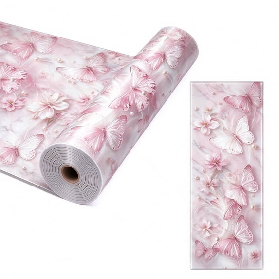 Pink Pvc Vinyl Marble Peel And Stick Backsplash, 39.4 x 23.6 Inch Roll Thick PVC Self ...
