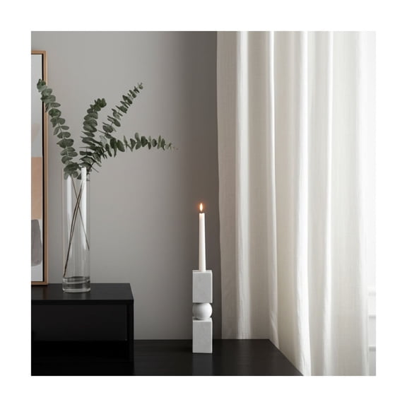 Marble Pillar Candle Holder - Elegant Stone Taper Holder for Modern Home, Office & Living Room Decor - Contemporary - 12" White