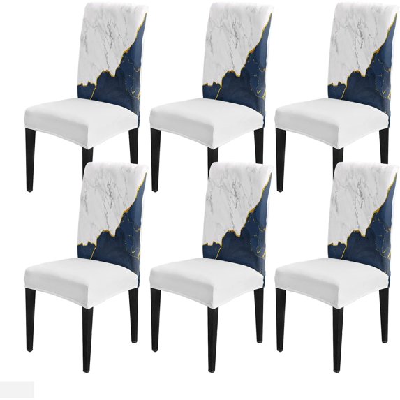 Marble Pink Dining Chair Cover Set of 6,Stretch Chair Protectors Slipcover,Spandex Kitchen Chair Seat Back Cushion Slip Cover for Dining Room,Party,Ceremony Marbling White Gray Gold Modern Abstract