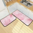 thumbnail image 1 of Marble Pink Kitchen Rugs Set of 2 Non Slip Floor Foam Mat Cushioned Soft Waterproof Carpet Runner for Dining Room Laundry, 1 of 7