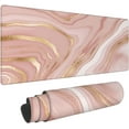 thumbnail image 1 of Marble Pink Mouse Pad, Extended Desktop Large Gaming Mousepad with Gold Texture, Waterproof Non-Slip Big Long Full Makeup Mat for Laptop, Keyboard, Computer for Decor Women Office, XL 31.5 * 11.8 in, 1 of 6