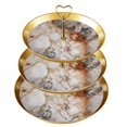 thumbnail image 1 of Marble Plastic Discs Iron Pillar Jewelry Organizer Display Stand for Earrings Necklaces Bracelets Rings, 1 of 6