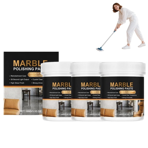 Marble Polishing Paste, Granite & Quartz Countertop Cleaner, Stone Crystal Scratch Repair & Plating Polish (3PC)