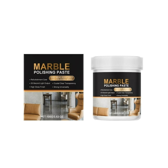 Marble Polishing Paste for Stone Surfaces, High Gloss Finish, Crystal Clear Transparency, 100g, Multi-Surface Cleaner and Restorer